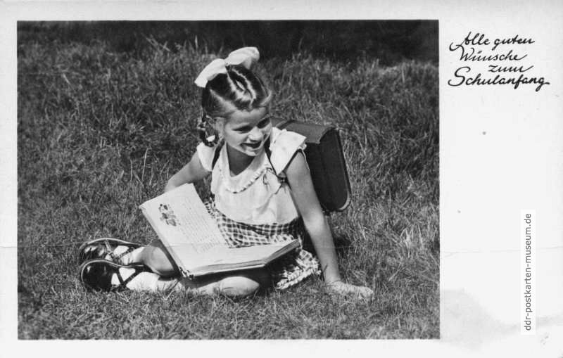 Postkarte zum Schulanfang von 1956 - Kunstverlag Brück & Sohn
