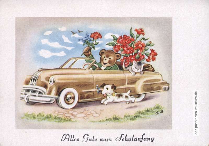 Postkarte zum Schulanfang von 1956 - Blitzverlag Leipzig