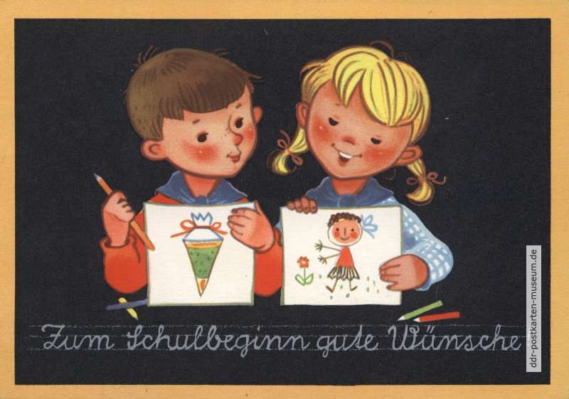 Postkarte zum Schulbeginn von 1962 - VEB Bild und Heimat