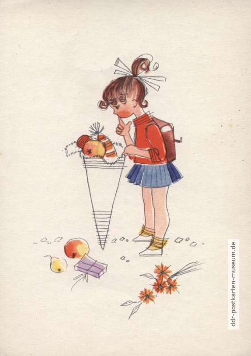 Postkarte zum Schulanfang von 1962 - Verlag unbekannt