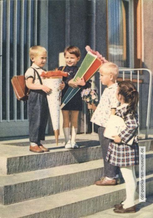 Glückwunschkarte zum Schulanfang von 1964 - VEB Postkarten-Verlag Berlin