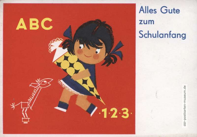 Postkarte zum Schulanfang von 1967 - VEB Bild und Heimat