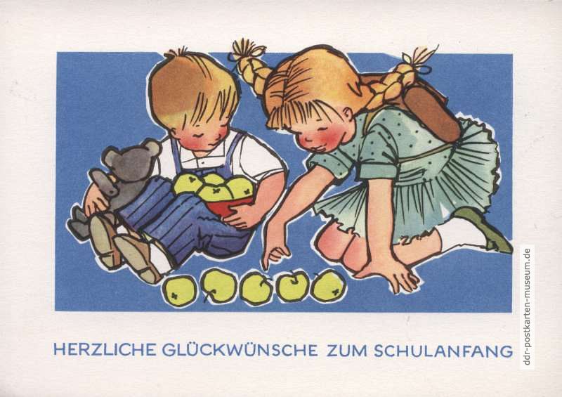 Glückwunschkarte zum Schulanfang von 1968 - VEB Postkarten-Verlag Berlin