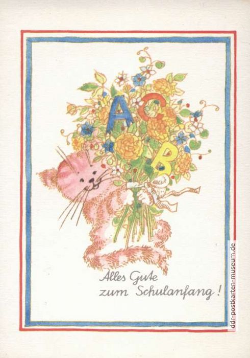 Postkarte zum Schulanfang von 1984 - Planet-Verlag