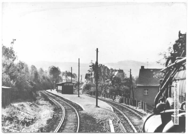 Einfahrt der Dampflok 58 1320 am Haltepunkt Schwarzenberg - 1983