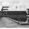 Schwimmstadion Leipzig, Blick auf die Nordtribüne mit Kommando- und Sprungturm - 1952