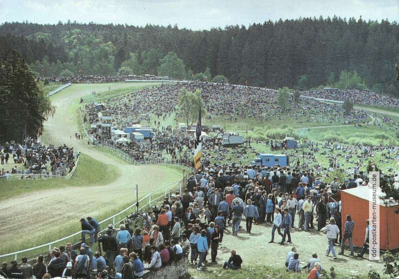 Teterower Bergringrennen, Blick auf Startberg und Zielkurve - 1990