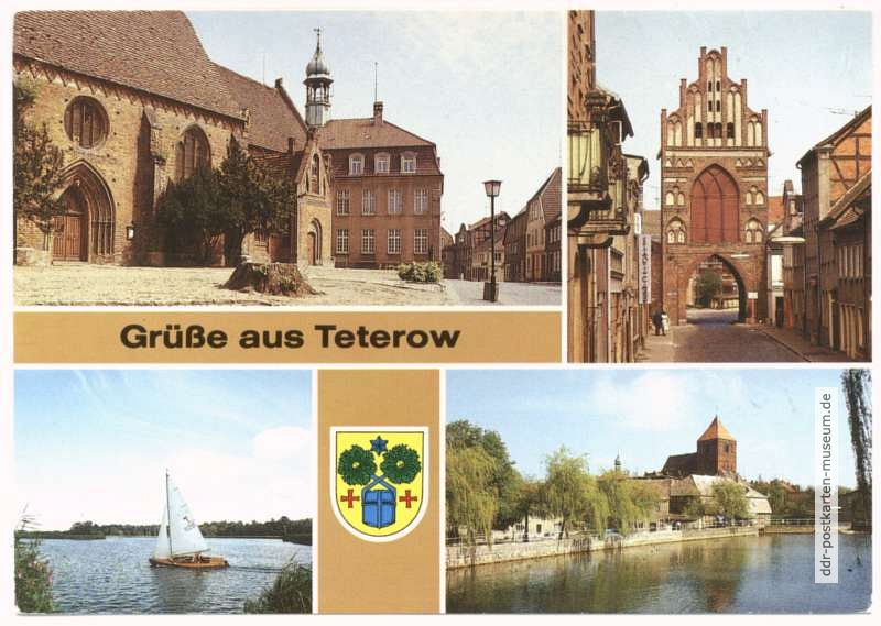 Am Kirchplatz, Rostocker Tor, Blick zur Burgwallinsel, Mühlenteich - 1989