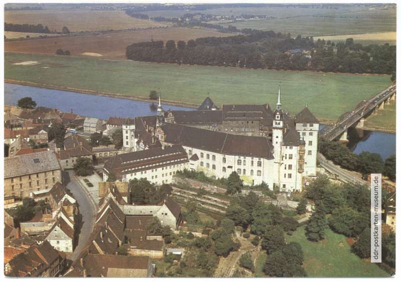 Blick auf Schloß Hartenfels und Elbe - 1988