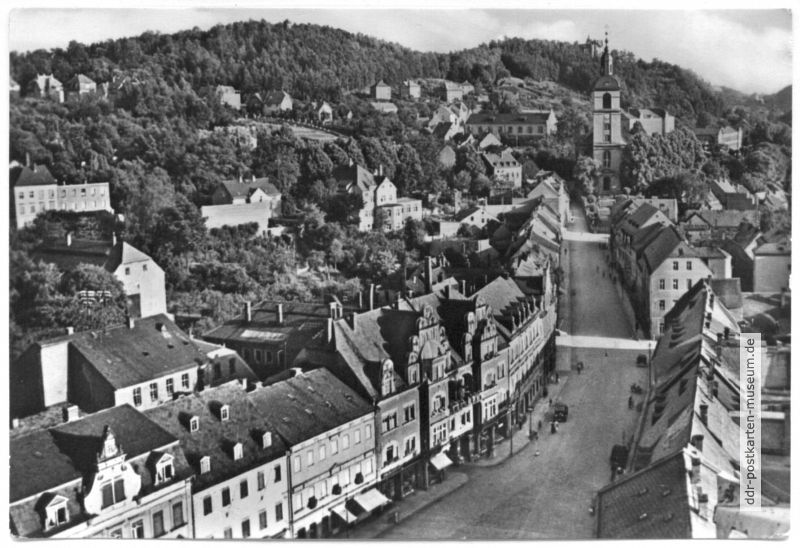 Blick vom Rathausturm auf den Obermarkt (Platz der Befreiung) - 1952/1973