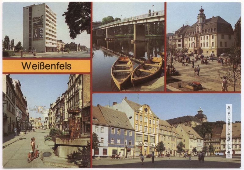 Hochhaus, Brücke der DSF, Rathaus, Boulevard, Karl-Marx-Platz - 1987