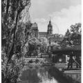Partie an der Saale mit Rathaus - 1958
