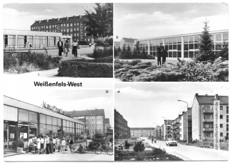 Gaststätte "Kosmos", Volksschwimmhalle, Kaufhalle-West, Neubauten - 1980