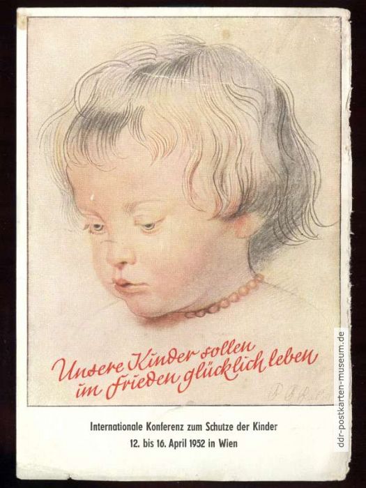 Spendenpostkarte für Internationale Konferenz zum Schutze der Kinder - 1952