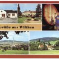 Jugend-Club, Betriebsferienheim Bergland, Im VEB Weinbrand Wilthen, Blick auf Wilthen und zum Großen Picho - 1984