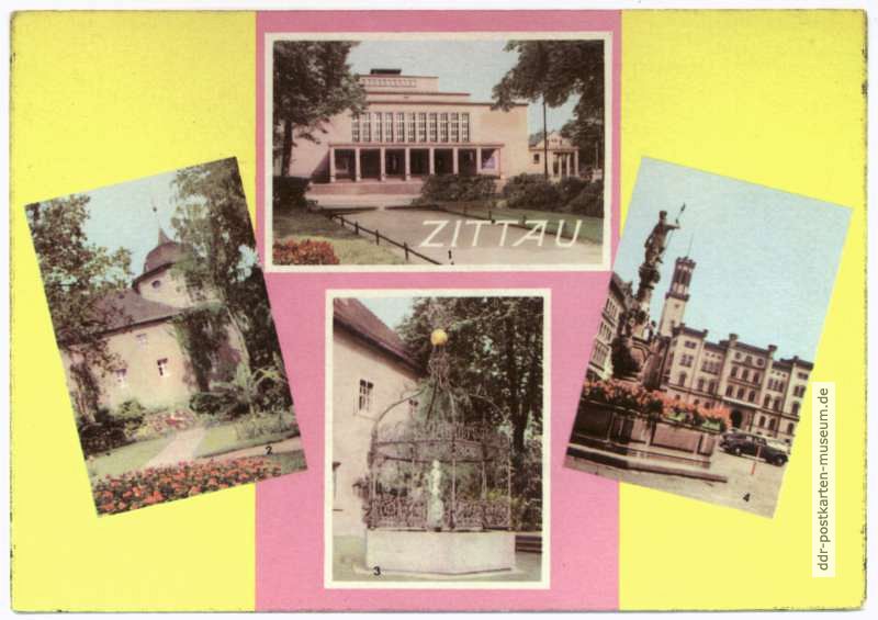 Erste farbige Mehrbildkarte von Zittau - 1965