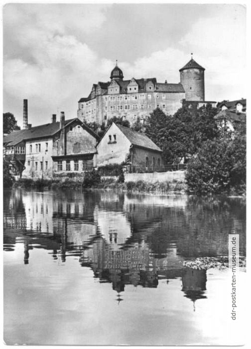 Blick über die Zschopau zum Schloß Wildeck - 1964